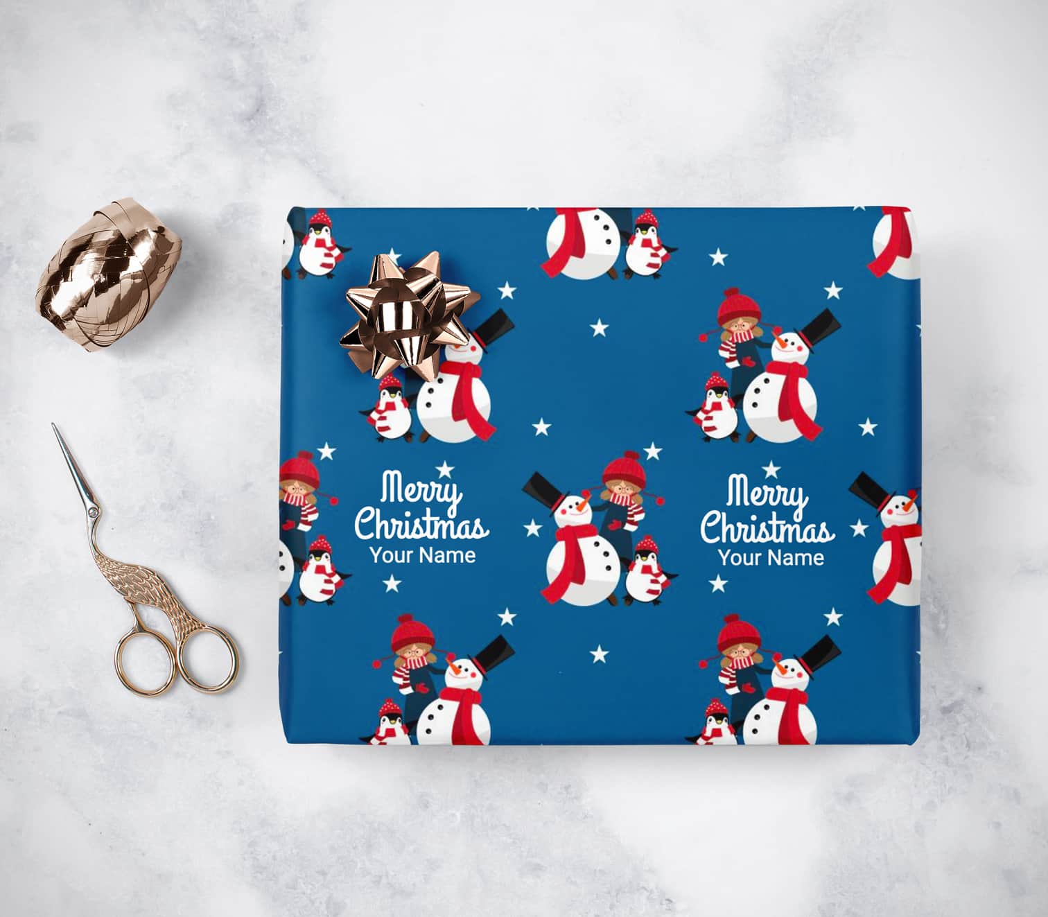 Personalised Snowman Christmas Wrapping Paper Printing